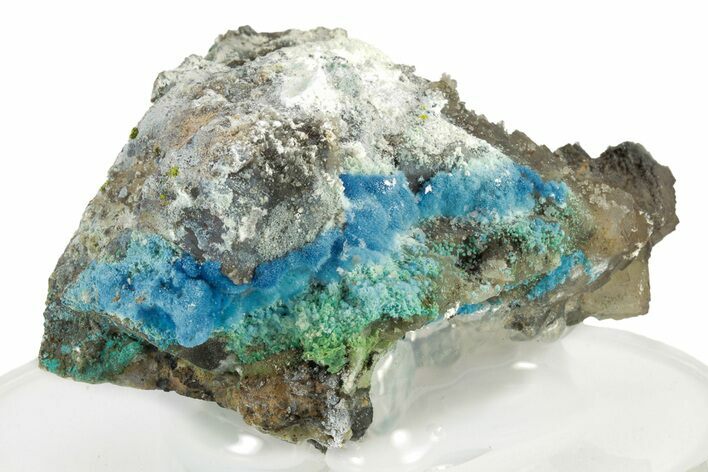 Vibrant Blue Cyanotrichite with Cubic Fluorite - China #238825